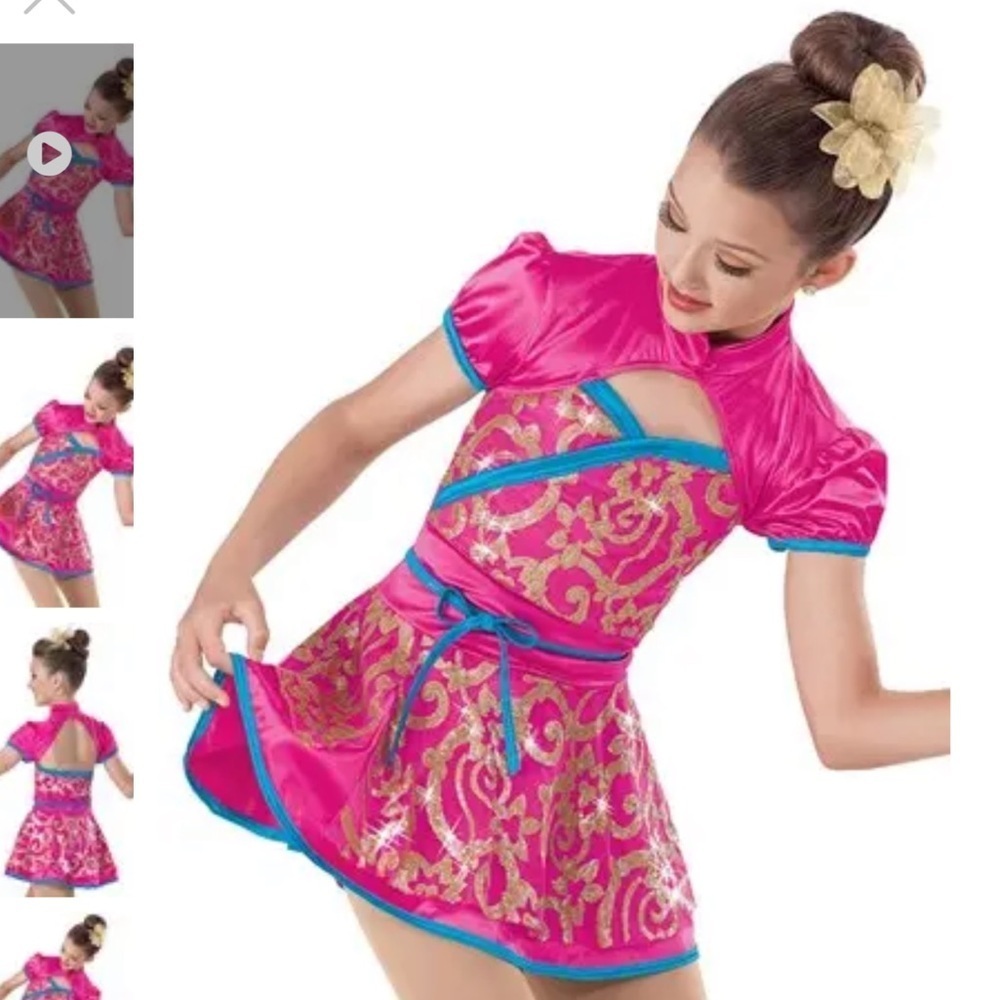 Weissman the cherry blossoms neon pink gold blue dance dress costume size IC